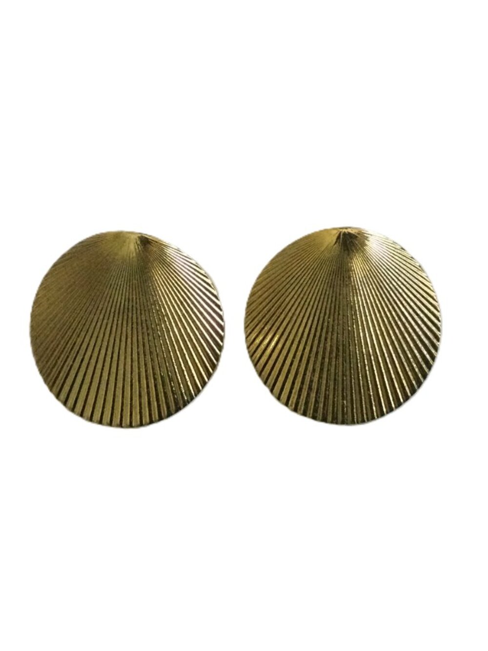 Vintage Gold Tone Rounded Fan Shaped Stud Earrings